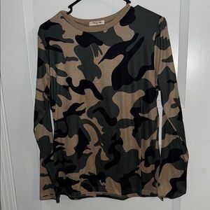 Camouflage Pattern Long Sleeve Top
